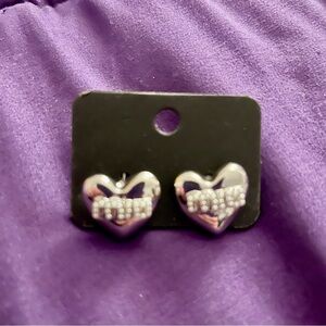 MIU MIU Style Silver Heart Earrings